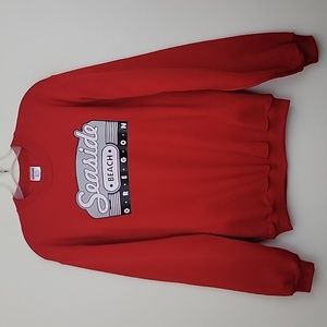 Seaside Beach Oregon Red Graphic Long Sleeve Sweatshirt S
